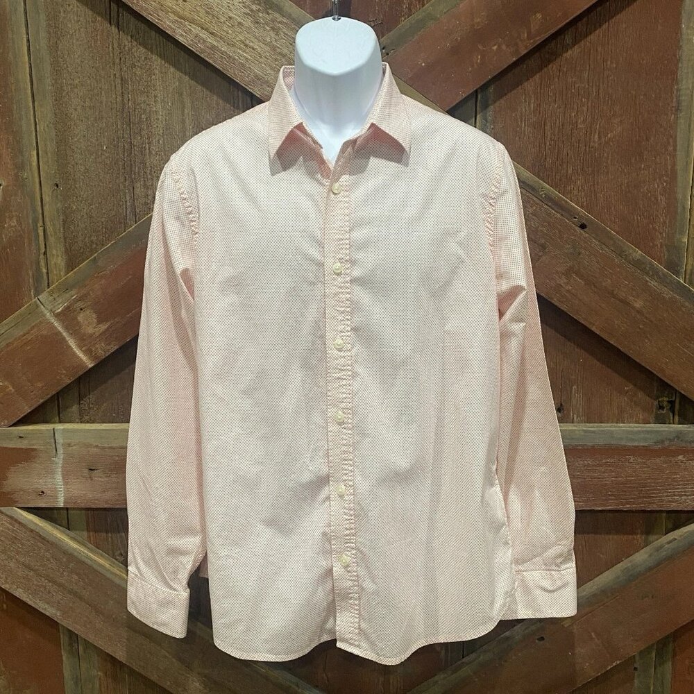 Banana Republic Button Down Shirt Men’s Sz Large Soft Wash Geometric Coral Pink